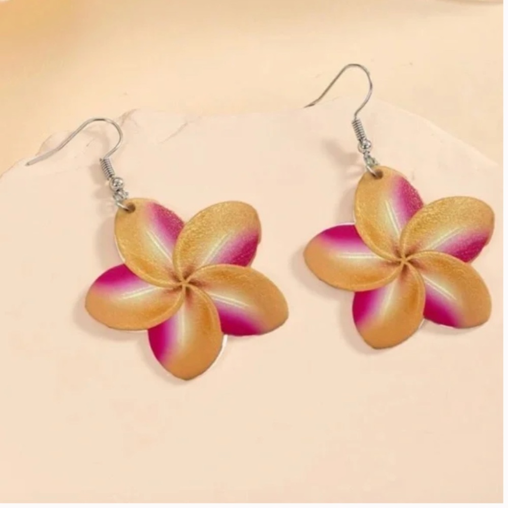 ❤️ FREE Flower Ombre Floral Shell Like Beach Vaca Vacation Chic Modern Earrings
